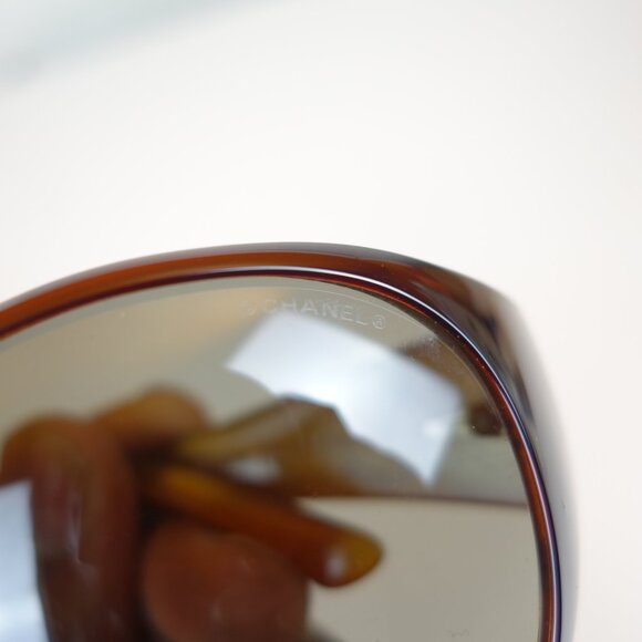 Chanel Oversized Round Rim 6013 B Sunglasses w/ Double Row Crystal CC Logo Arms - Picture 10 of 16